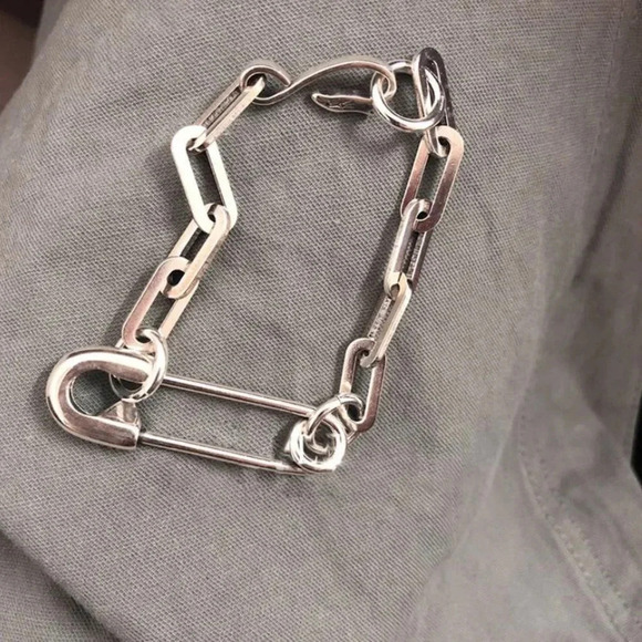 925 Chunky Sterling Silver Paperclip Bracelet Thick Silver Statement Bracelet - Picture 5 of 6